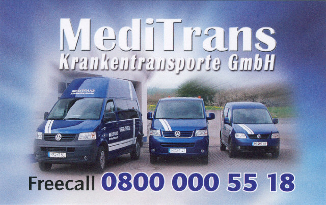 Meditrans Krankentransporte GmbH kostenlos anrufen: 0800 000 55 18